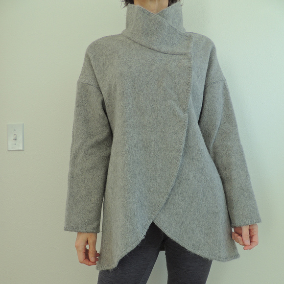 Alpaca wool blend wrap coat - Picture 2 of 4